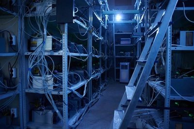 Mining farm utilizing immersion cooling technology with visible submerged mining rigs