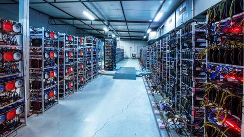 An aerial view of a large-scale mining farm